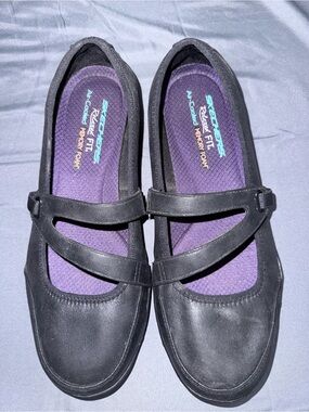 Skechers Black Mary Jane Flats with Purple Insole